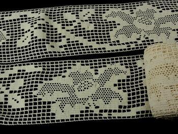Cotton bobbin lace insert 75152, width 115 mm, ecru - 3