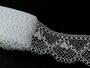 Cotton bobbin lace 75156, width 70 mm, white mercerized - 3/5