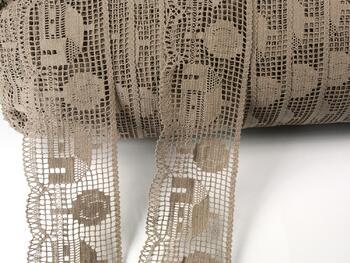 Cotton bobbin lace 75157, width 73 mm, dark linen gray - 3