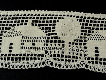 Cotton bobbin lace 75157, width 73 mm, ecru - 3