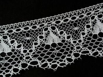 Cotton bobbin lace 75158, width 80 mm, white mercerized - 3