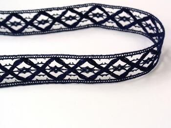 Cotton bobbin lace insert 75165, width 20 mm, dark blue - 3