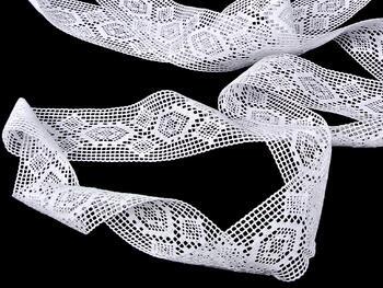 Cotton bobbin lace insert 75166, width 40 mm, white - 3