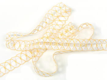 Bobbin lace No. 75169 white/dark yellow | 30 m - 3