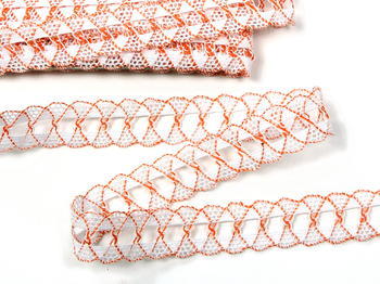 Bobbin lace No. 75169 white/orange | 30 m - 3