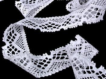 Cotton bobbin lace 75177, width 47 mm, white - 3