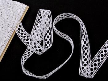 Cotton bobbin lace insert 75181, width 25 mm, white - 3