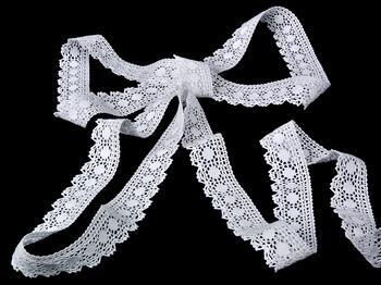 Cotton bobbin lace 75184, width 25 mm, white - 3