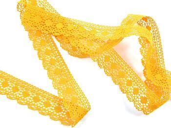 Cotton bobbin lace 75184, width 25 mm, dark yellow - 3