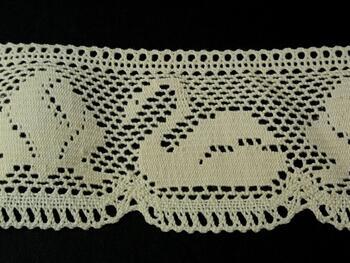 Cotton bobbin lace 75185, width 80 mm, ecru - 3