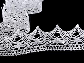 Cotton bobbin lace 75186, width 52 mm, white - 3