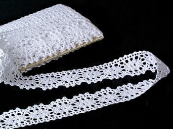 Cotton bobbin lace 75187, width 32 mm, white - 3