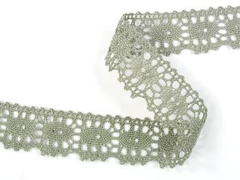 Cotton bobbin lace 75187, width 32 mm, dark linen gray - 3
