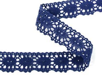 Cotton bobbin lace 75187, width 32 mm, blue - 3