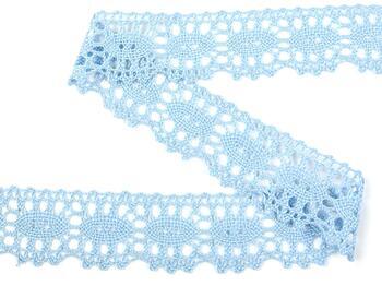 Cotton bobbin lace 75187, width 32 mm, light blue - 3