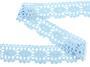 Cotton bobbin lace 75187, width 32 mm, light blue - 3/3