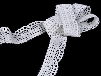 Cotton bobbin lace 75192, width 27 mm, white - 3