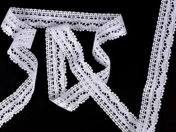 Cotton bobbin lace 75202, width 30 mm, white - 3