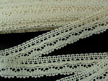 Cotton bobbin lace 75202, width 30 mm, ecru - 3
