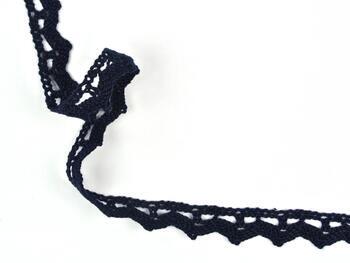 Cotton bobbin lace 75207, width 14 mm, black blue - 3