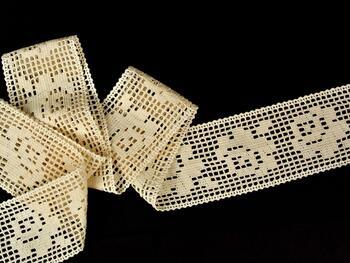 Cotton bobbin lace insert 75210, width 83 mm, ecru - 3