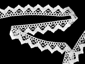 Cotton bobbin lace 75220, width 33 mm, white - 3