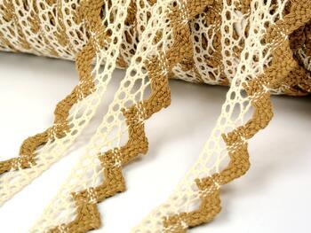 Cotton bobbin lace 75220, width 33 mm, ecru/chocolate brown - 3