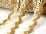 Cotton bobbin lace 75220, width 33 mm, ecru/chocolate brown - 3/4