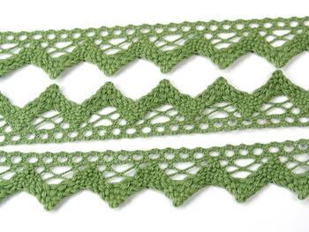 Cotton bobbin lace 75220, width 33 mm, green olive - 3