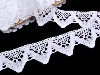 Cotton bobbin lace 75221, width 65 mm, white - 3