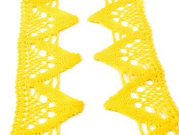 Cotton bobbin lace 75221, width 65 mm, yellow - 3
