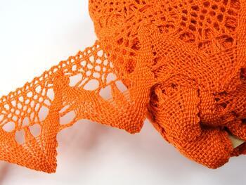 Cotton bobbin lace 75221, width 65 mm, rich orange - 3