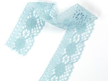 Cotton bobbin lace 75223, width 50 mm, pale blue - 3