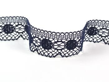 Cotton bobbin lace 75223, width 50 mm, black blue - 3