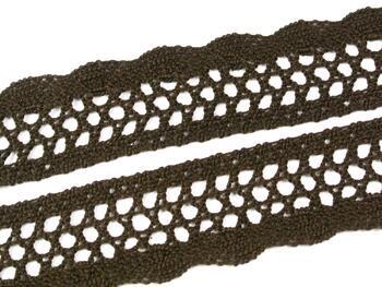 Cotton bobbin lace 75231, width 40 mm, dark brown - 3