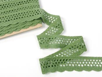 Cotton bobbin lace 75231, width 40 mm, green olive - 3