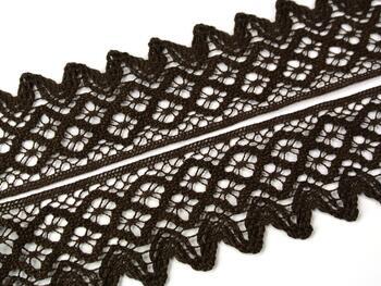 Cotton bobbin lace 75234, width 54 mm, dark brown - 3