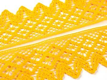 Cotton bobbin lace 75234, width 54 mm, dark yellow - 3