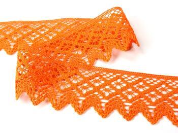 Cotton bobbin lace 75234, width 54 mm, rich orange - 3