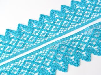 Cotton bobbin lace 75234, width 54 mm, turquoise - 3