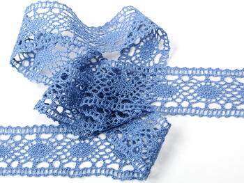 Cotton bobbin lace insert 75235, width 43 mm, sky blue - 3