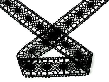 Cotton bobbin lace insert 75235, width 43 mm, black - 3