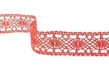 Cotton bobbin lace insert 75235, width 43 mm, red coral - 3