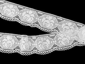 Cotton bobbin lace 75237, width 80 mm, white - 3