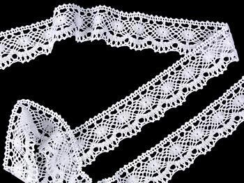 Cotton bobbin lace 75238, width 51 mm, white - 3