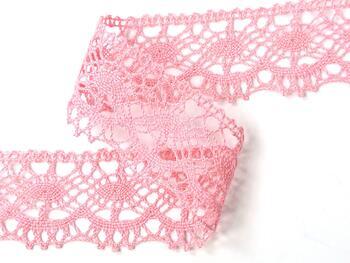 Cotton bobbin lace 75238, width 51 mm, pink - 3
