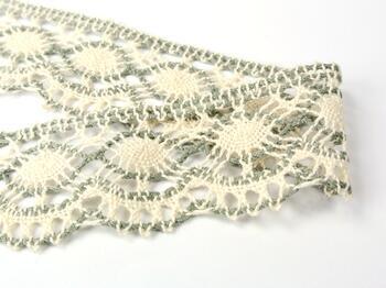 Cotton bobbin lace 75238, width 51 mm, ecru/dark linen gray - 3