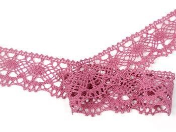 Cotton bobbin lace 75238, width 51 mm, pink - 3