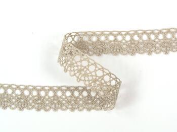Cotton bobbin lace 75239, width 19 mm, light linen gray - 3