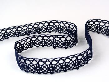 Cotton bobbin lace 75239, width 19 mm, dark blue - 3
